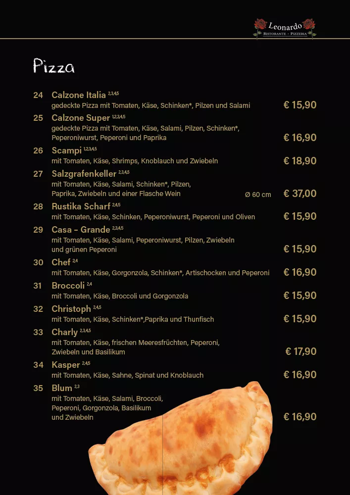 Speisekarte Ristorante Pizzeria Leonardo