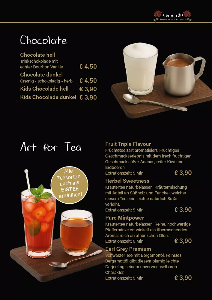 Getränkekarte Ristorante Pizzeria Leonardo